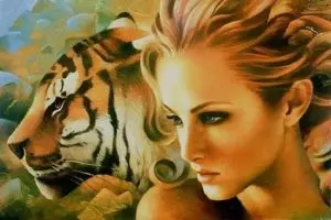 Лев тигр женщина