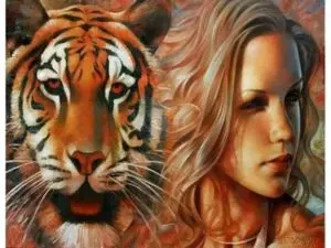 Лев тигр женщина